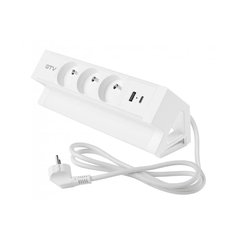 Nábytková zásuvka Basco, 3 x zásuvka s uzemněním, USB A+C, kabel 1,5 m, bílá