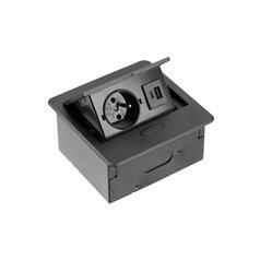 AVARO Zásuvka pod skle, 1x Francouzská zásuvka, USB A+C, kabel 1.5m, černá
