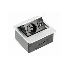 Výklopný blok AVARO , 1x230V, 2x USB-A | stříbrná
