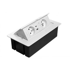 MULTISOFT nábytková zásuvka 2x zásuvka s uzemněním, USB A+C, RJ45, bílá