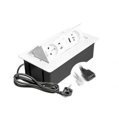MULTISOFT nábytková zásuvka 2x zásuvka se zemí, USB A+C, RJ45, HDMI,bílá