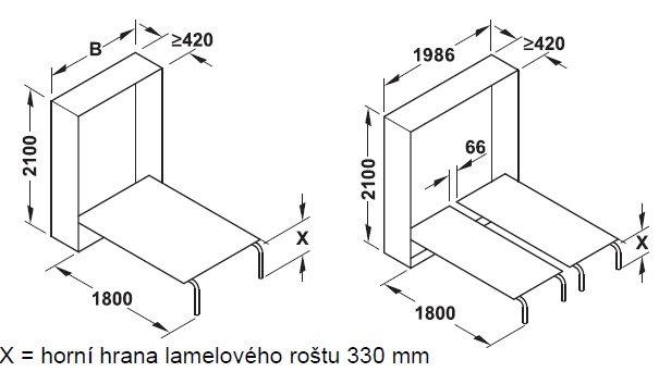 Podélně uložené jednolůžko, dvojlůžko