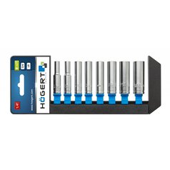 Sada šestihranných násadek 8 ks, 1/4”, dlouhé, CrV